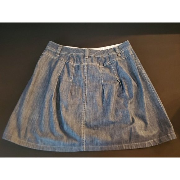 BASS Jeans Womens Dark Wash Ash Black Pleated Casual Cotton Denim A Line Skirt 2 - Picture 2 of 4